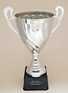 SILVER METAL TROPHY CUP 18.25" - FREE ENGRAVING - 1 BUSINESS DAY SHIPPING