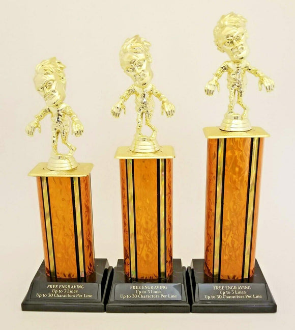 HALLOWEEN ZOMBIE TROPHY SET (3) - FREE ENGRAVING!!!