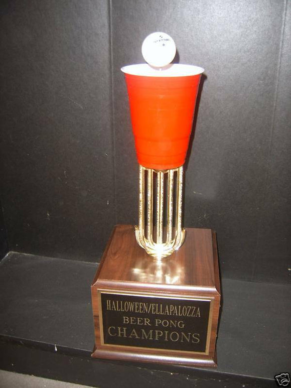 HUGE CUSTOM BEER PONG TROPHY - FREE ENGRAVING!!!