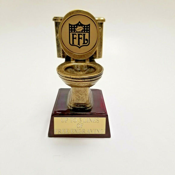 FANTASY FOOTBALL TROPHY LAST PLACE TOILET BOWL FFL - FREE ENGRAVING!