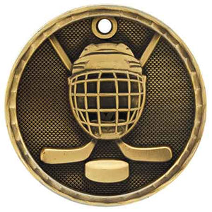 2" Antique Gold 3D Hockey Medal