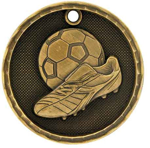 2" Antique Gold 3D Soccer Medal