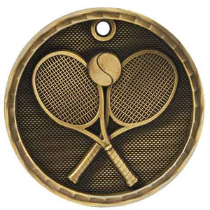 2" Antique Gold 3D Tennis Medal