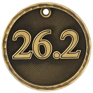 2" Antique Gold 3D Marathon Medal
