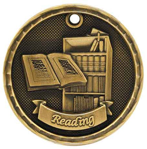 2" Antique Gold 3D Reading Medal