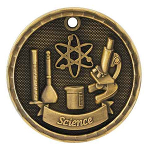 2" Antique Gold 3D Science Medal