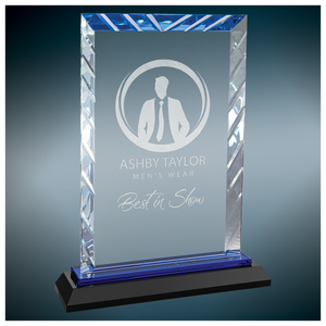 8" Rectangle Accent Glass on Blue Base