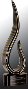 15" Black & Gold Curve Art Glass