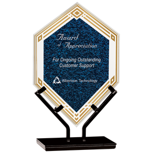 9 1/2" Blue Infinity Double Diamond Acrylic with Iron Stand