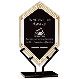 10 1/2" Black Infinity Double Diamond Acrylic with Iron Stand