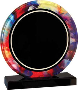 7 1/4" Watercolor Round Acrylic with Black Base