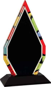 8" Stained Glass Diamond Acrylic with Black Base