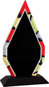 9" Stained Glass Diamond Acrylic with Black Base