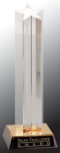 11" Clear Single Star Column Acrylic with Gold/Black Base