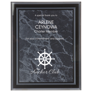 7" x 9" Black Marble Border Clear-Plaq Acrylic