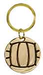 1 1/2" Gold Volleyball Brass Keychain