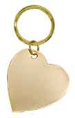 2" x 2" Gold Heart Brass Keychain
