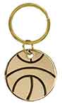 1 1/2" Gold Basketball Brass Keychain