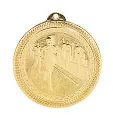 2" Bright Gold Cross Country Laserable BriteLazer Medal