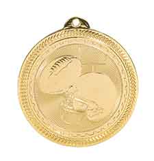2" Bright Gold Football Laserable BriteLazer Medal