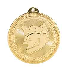 2" Bright Gold Racing Laserable BriteLazer Medal