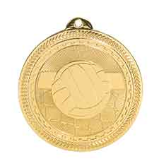 2" Bright Gold Volleyball Laserable BriteLazer Medal