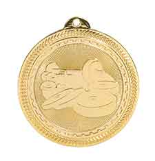 2" Bright Gold Weightlifting Laserable BriteLazer Medal