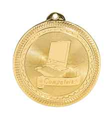 2" Bright Gold Computers Laserable BriteLazer Medal