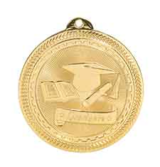 2" Bright Gold Graduate Laserable BriteLazer Medal