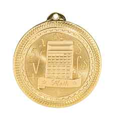 2" Bright Gold Math Laserable BriteLazer Medal