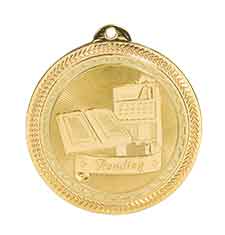2" Bright Gold Reading Laserable BriteLazer Medal