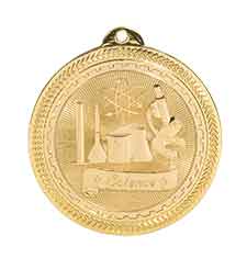 2" Bright Gold Science Laserable BriteLazer Medal