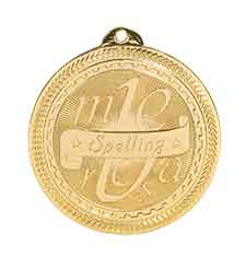 2" Bright Gold Spelling Laserable BriteLazer Medal