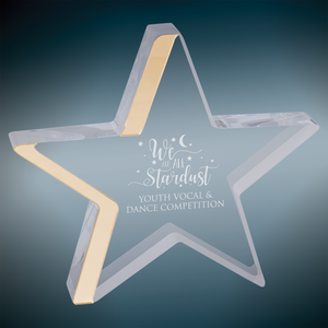 6 3/4" x 6" Star Acrylic with Gold Edge