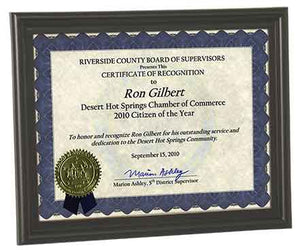 8 1/2" x 11" Black Bull Nose Edge Certificate Frame