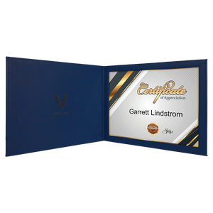 9" x 12" Blue Laserable Leatherette Certificate Holder for 8 1/2" x 11"