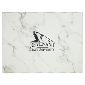 9" x 12" White Marble Laserable Leatherette Certificate Holder for 8 1/2" x 11"