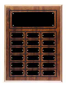 11 3/4" x 15 3/4" Cherry Finish Completed Perpetual Plaque with 18 plates