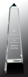 10" Obelisk Crystal on Black Pedestal Base