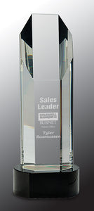10 3/4" Octagon Slant-Top Crystal on Black Pedestal Base