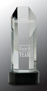 9 3/4" Octagon Slant-Top Crystal on Black Pedestal Base