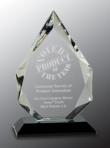 9 1/4" Diamond Crystal on Blue & Clear Round Base