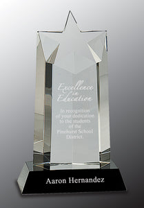9 1/4" Crystal Star Column on Black Pedestal Base