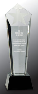 11 3/4" Crystal Frosted Star Column on Black Pedestal Base