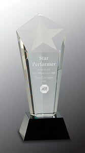 8 3/4" Crystal Frosted Star Column on Black Pedestal Base
