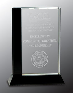 6 1/2" x 9" Black Edge Crystal on Black Base