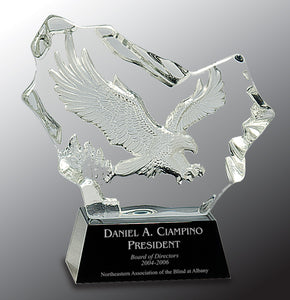 7" Crystal Carved Eagle on Black Base