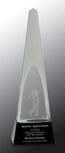 11 1/2" Clear Crystal 3D Golf Spire on Black Pedestal Base