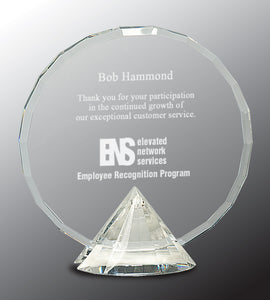 7 1/2" Clear Round Crystal on Clear Diamond Base