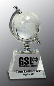 6" Crystal Spinning Globe on Clear Base